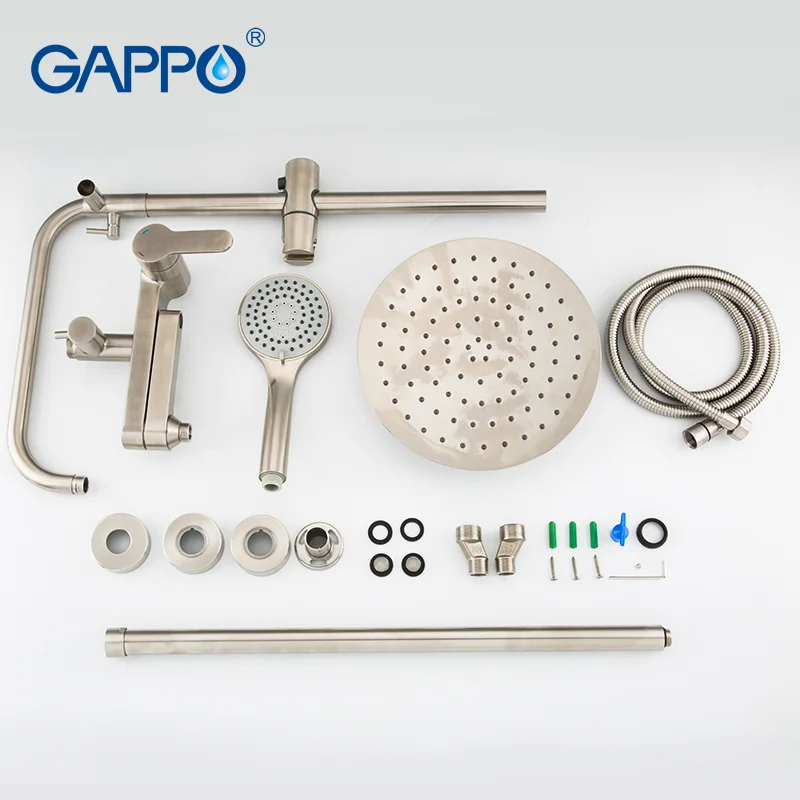 GAPPO Stainless Steel Bathroom Rainfall Shower Faucet Set Single Handle Mixer Tap With Hand Sprayer Wall Mounted Bath Shower Set
GAPPO Stainless Steel Bathroom Rainfall Shower Faucet Set Single Handle Mixer Tap With Hand Sprayer Wall Mounted Bath Shower Set