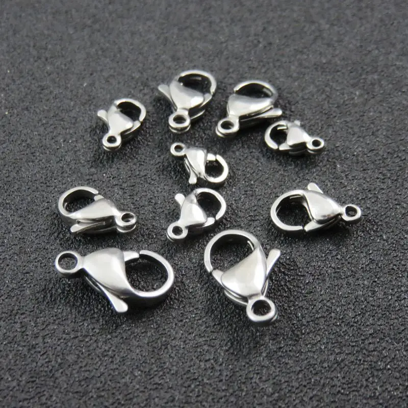 200pcs DIY Jewelry Accessories 9mm 10mm 11mm 12mm 13mm 15mm Stainless Steel lobster Clasp For Necklace & Bracelet
