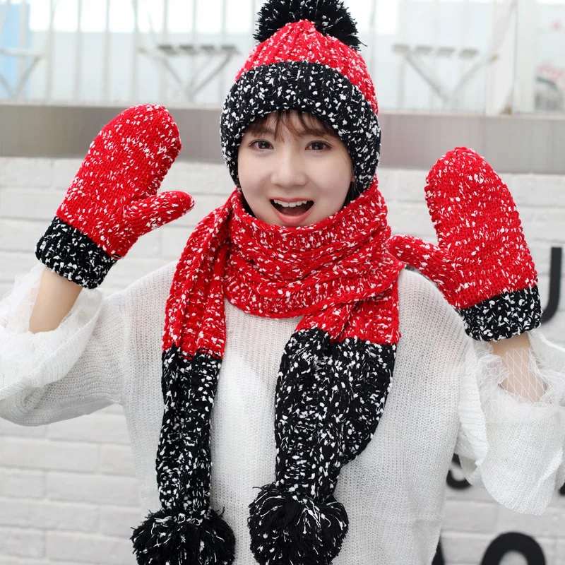 Happy Christmas Winter Knitted Hat With Big Ball Women Wool Ski Cap Scarf Set Wind Prevent Warm Cycling Beanie Scarf Gloves Set
Happy Christmas Winter Knitted Hat With Big Ball Women Wool Ski Cap Scarf Set Wind Prevent Warm Cycling Beanie Scarf Gloves Set