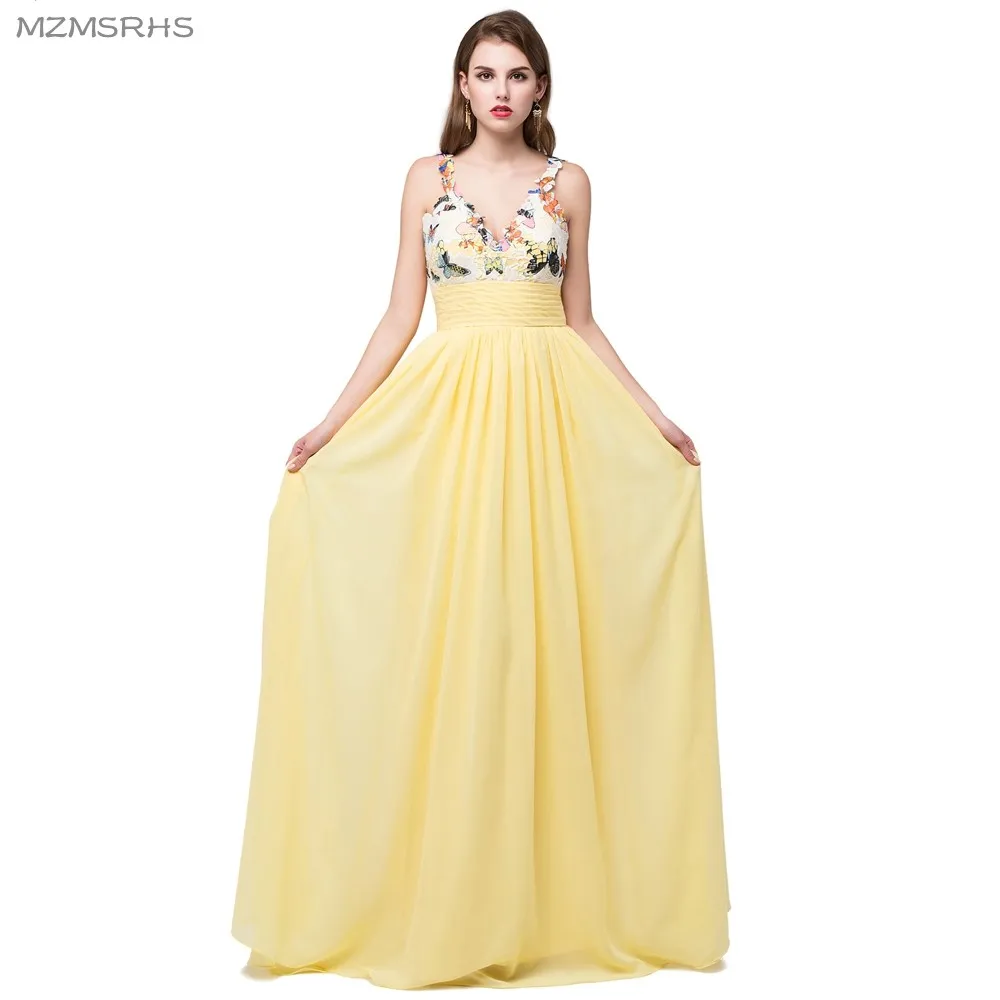 MZMSRHS New Exquisite Yellow Chiffon Long Prom Dresses 2017 V Neck A Line Floor Length Color Lace Women Party Dresses
MZMSRHS New Exquisite Yellow Chiffon Long Prom Dresses 2017 V Neck A Line Floor Length Color Lace Women Party Dresses