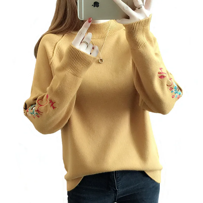 New Fashion 2018 Women Autumn Winter Embroidery Cat Brand Sweater Pullovers Warm Knitted Sweaters Pullover Lady PZ384 | Женская одежда