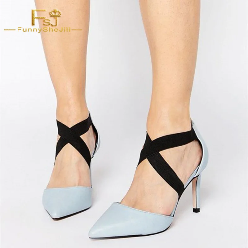 FSJ Women Shoes Ladies Pumps Pale Blue Office Heels Pointy Toe Cross Strap Stiletto 2020 Summer Autumn Big Size Shoe 44 45 46 
FSJ Women Shoes Ladies Pumps Pale Blue Office Heels Pointy Toe Cross Strap Stiletto 2020 Summer Autumn Big Size Shoe 44 45 46