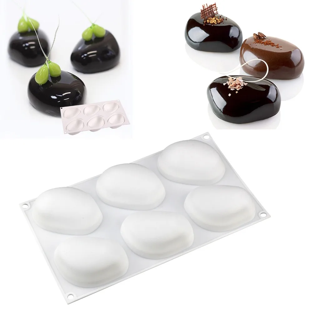 6pc Elliptical Pebble Stone Shape Silicone Mold Birthday Party Wedding Dessert Decoration Tool Chocolate Candy Mousse Cake Mould
6pc Elliptical Pebble Stone Shape Silicone Mold Birthday Party Wedding Dessert Decoration Tool Chocolate Candy Mousse Cake Mould
