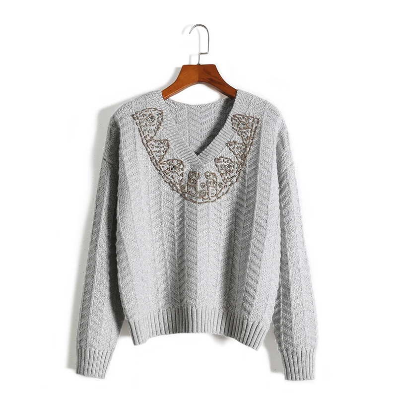 2018 Real Top Wool Full Solid Pullover Sweater Women Woman Winter Sweater Beaded Temperament V-neck Thicken Warm Cashmere Women
2018 Real Top Wool Full Solid Pullover Sweater Women Woman Winter Sweater Beaded Temperament V-neck Thicken Warm Cashmere Women