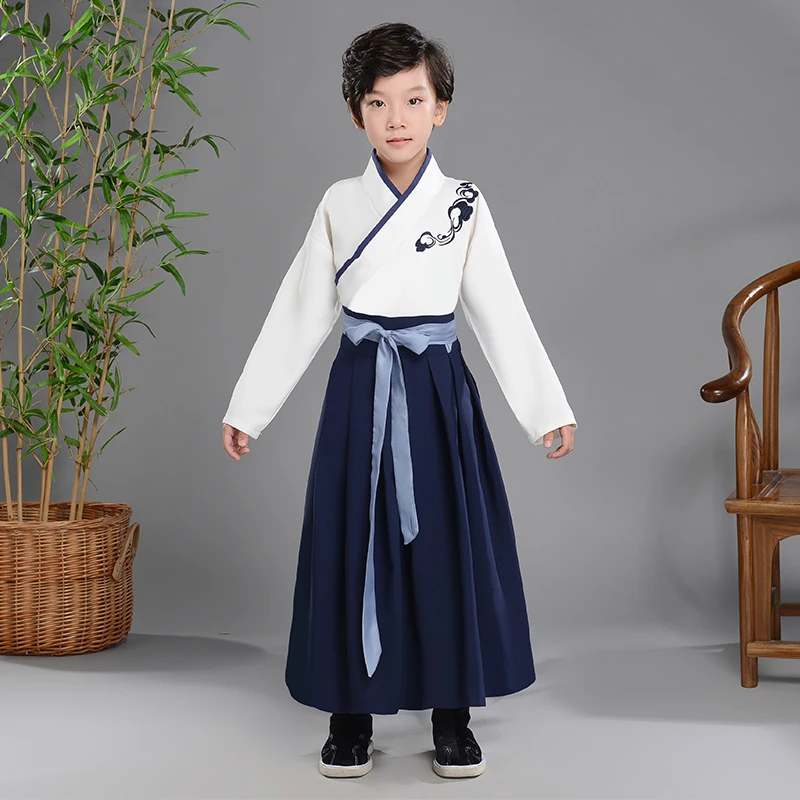 Children Chinese Dress Hanfu For Girl And Boy White Hanfu Ancient Dresses Traditional Folk Dance Chinese School Costumes BL1180
Children Chinese Dress Hanfu For Girl And Boy White Hanfu Ancient Dresses Traditional Folk Dance Chinese School Costumes BL1180