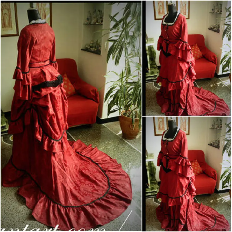 Historical!Customer-made Red Halloween Dresses Gothic Cosplay Victorian dress Renaissance Dress Steampunk dress SZ US6-36 V-245
Historical!Customer-made Red Halloween Dresses Gothic Cosplay Victorian dress Renaissance Dress Steampunk dress SZ US6-36 V-245