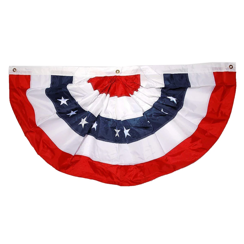 Home Fan Shape American Portable Party Patriotic Pleated Independence Day Hanging Star Stripes Bunting Flag Decorative | Дом и сад