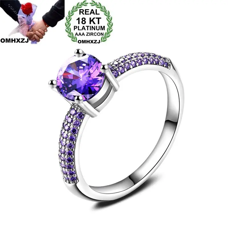 OMHXZJ Wholesale Personality Fashion Woman Girl Party Wedding Gift White Purple Luxury AAA Zircon 18KT White Gold Ring RN57
OMHXZJ Wholesale Personality Fashion Woman Girl Party Wedding Gift White Purple Luxury AAA Zircon 18KT White Gold Ring RN57