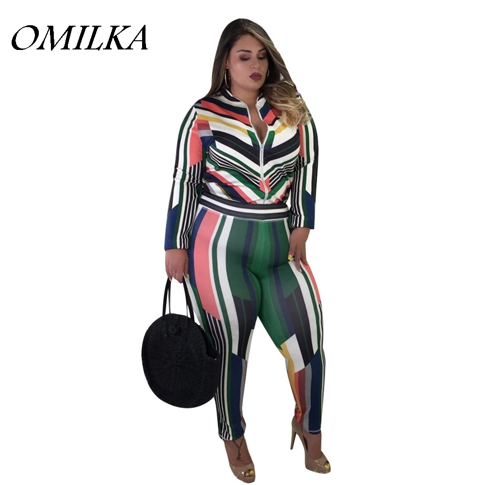 OMILKA 2018 Summer Women Long Sleeve V Neck Zipper Jacket and Long Pant Set Sexy Striped Printed Club Party 2 Piece Clothing Set
OMILKA 2018 Summer Women Long Sleeve V Neck Zipper Jacket and Long Pant Set Sexy Striped Printed Club Party 2 Piece Clothing Set