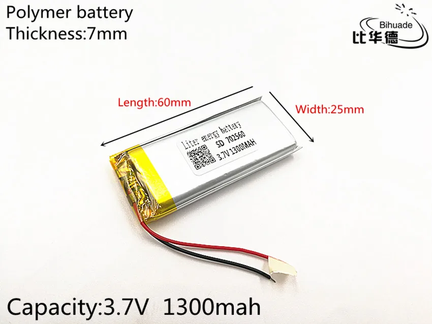 3,7 V 1300mAh 702560 литий-полимерный литий-ионный перезаряжаемый аккумулятор для Mp3 MP4 MP5 GPS
3,7 V 1300mAh 702560 литий-полимерный литий-ионный перезаряжаемый аккумулятор для Mp3 MP4 MP5 GPS