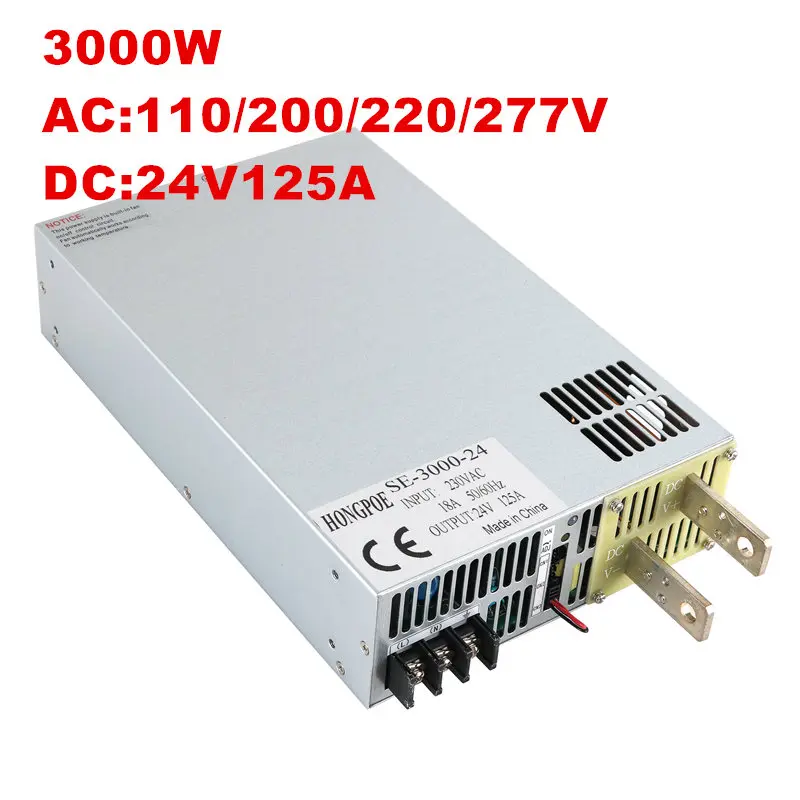 

3000W 24V Power Supply 0-24V Adjustable Power 24VDC AC-DC 0-5V Analog Signal Control SE-3000-24 Power Transformer 24V 125A