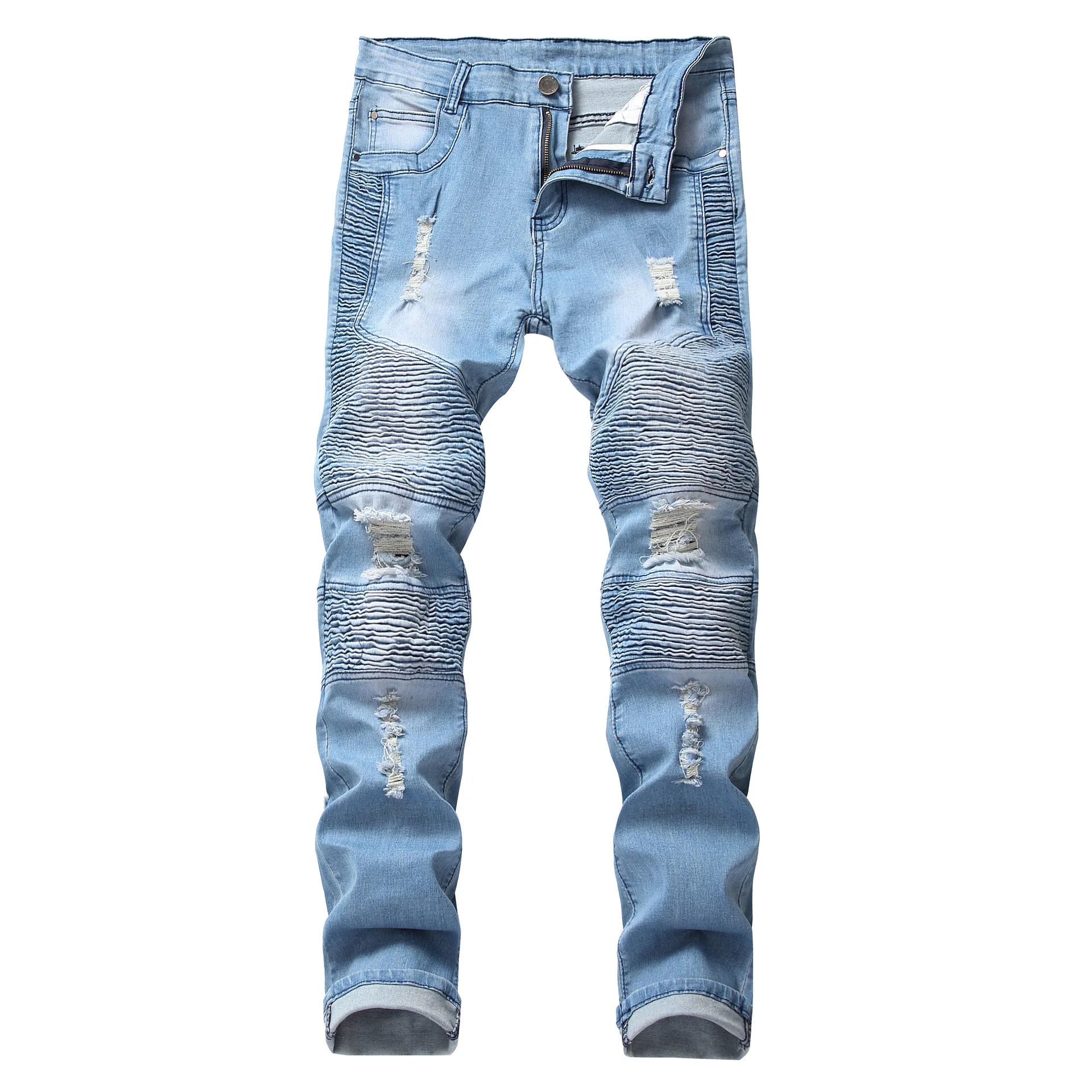 Fashion Slim Men Jeans High Street Stretch Jean Homme Washed Ripped Mens Denim Trousers Light Blue Male Denim Biker Jeans
Fashion Slim Men Jeans High Street Stretch Jean Homme Washed Ripped Mens Denim Trousers Light Blue Male Denim Biker Jeans