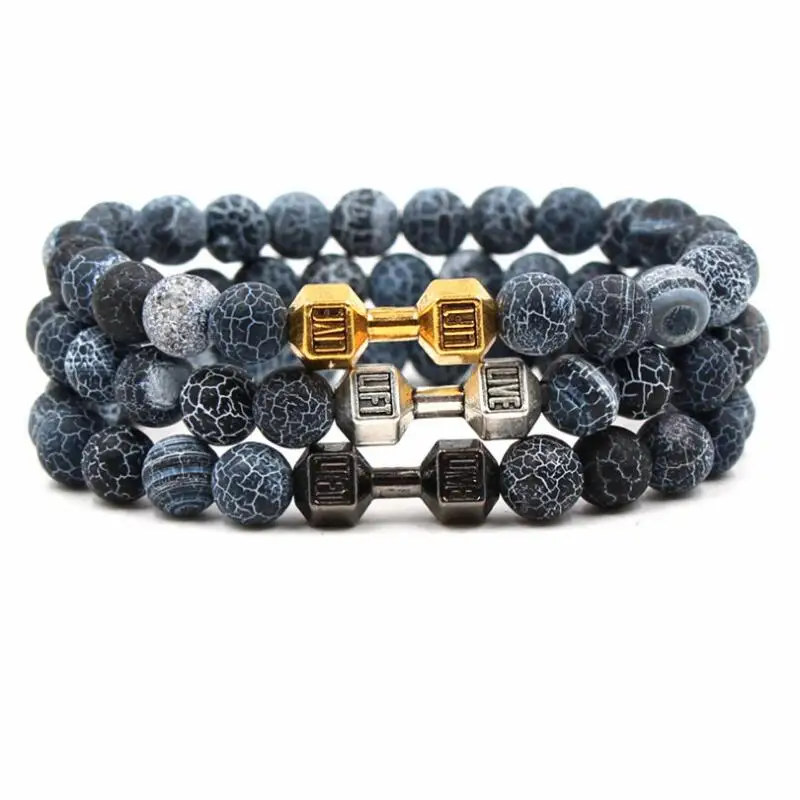 HOBBORN 8mm Natural Stone Men Bracelet Handmade Weathered Onxy Dumbbell Elasticity Bracelets Men Fitness Jewelry Drop Shipping
HOBBORN 8mm Natural Stone Men Bracelet Handmade Weathered Onxy Dumbbell Elasticity Bracelets Men Fitness Jewelry Drop Shipping