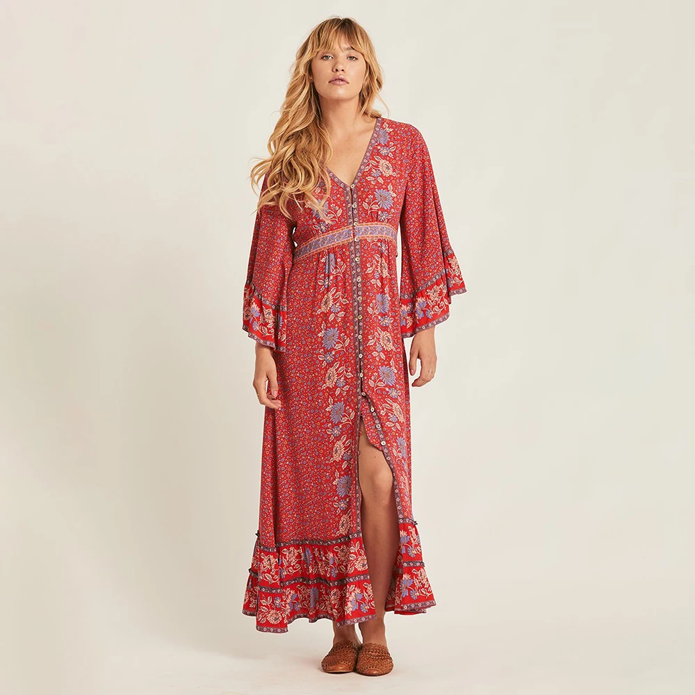 Boho Red Loose Maxi Dress Women 2020 3/4 Sleeve Vneck Vintage Chic Dresses Summer Clothes Beach Party Floral Hippie Long Dress
Boho Red Loose Maxi Dress Women 2020 3/4 Sleeve Vneck Vintage Chic Dresses Summer Clothes Beach Party Floral Hippie Long Dress