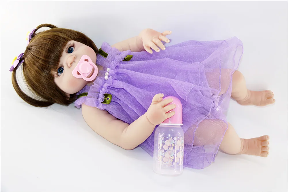 Кукла Reborn de silicone real bebe 23 &quot57 см кукла для новорожденных девочек подарок может bathe