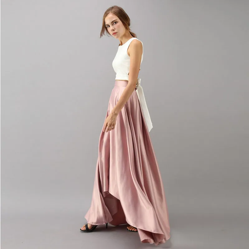 Vintage Rose Pink High Low Satin Long Skirts For Women Zipper Custom Made Female Skirt High Quality Female Bottom Saia Longa
Vintage Rose Pink High Low Satin Long Skirts For Women Zipper Custom Made Female Skirt High Quality Female Bottom Saia Longa