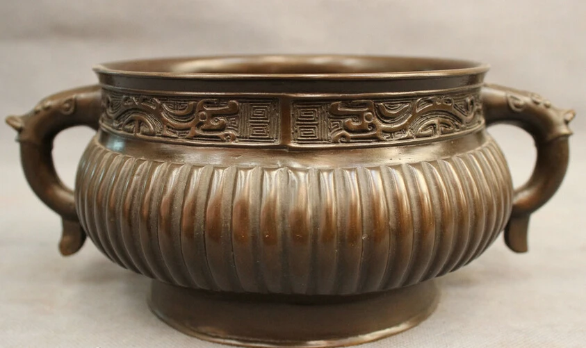 song voge gem S2556 9" Tibet Refined Pure Bronze Dragon Beast Head Statue Jar Incense Burner Censer
song voge gem S2556 9" Tibet Refined Pure Bronze Dragon Beast Head Statue Jar Incense Burner Censer