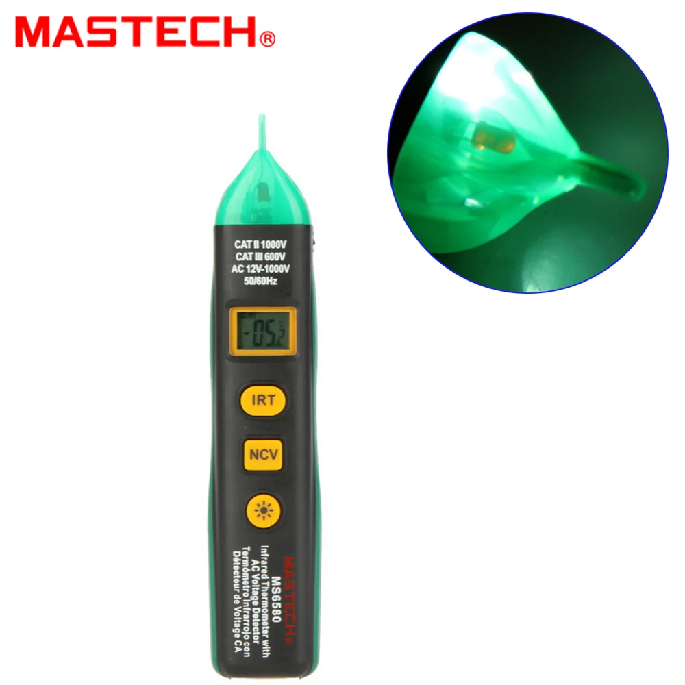 Фото 2 в 1 цифровой инфракрасный лазерный термометр MASTECH MS6580 форме ручки измеритель