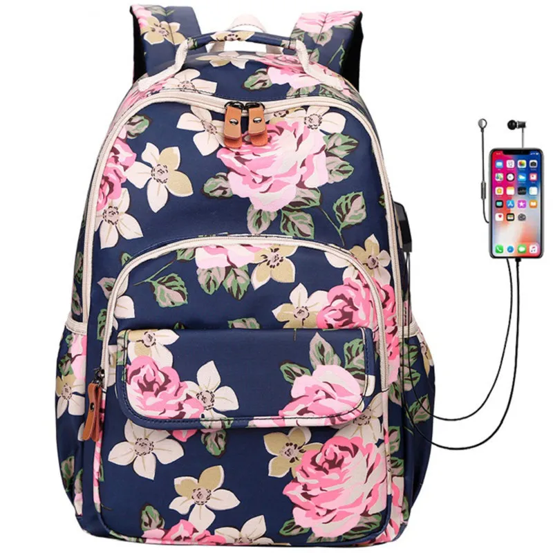 USB Charge Waterproof Women Bagpack Flower Printing School Backpack for Teenage Girls College Laptop Travel Bag Knapsack Bookbag
USB Charge Waterproof Women Bagpack Flower Printing School Backpack for Teenage Girls College Laptop Travel Bag Knapsack Bookbag