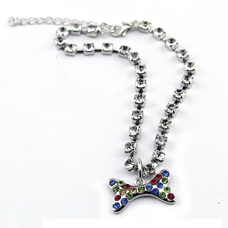 Мода Pet воротник алмаз Прекрасный Jewelry Bone следы товары для собак ошейник кошек