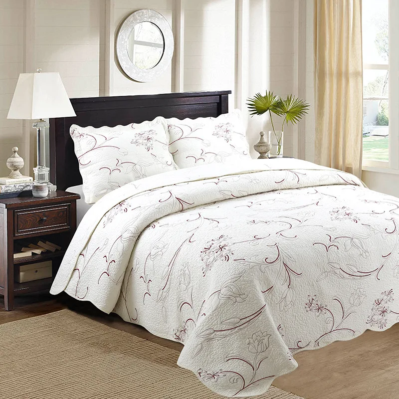FAMVOTAR Brief Style 100% Cotton Quilted Bedspread Set Floral Embroidery Coverlets Cover Set Queen Size 3Piece Quilt Reversible
FAMVOTAR Brief Style 100% Cotton Quilted Bedspread Set Floral Embroidery Coverlets Cover Set Queen Size 3Piece Quilt Reversible