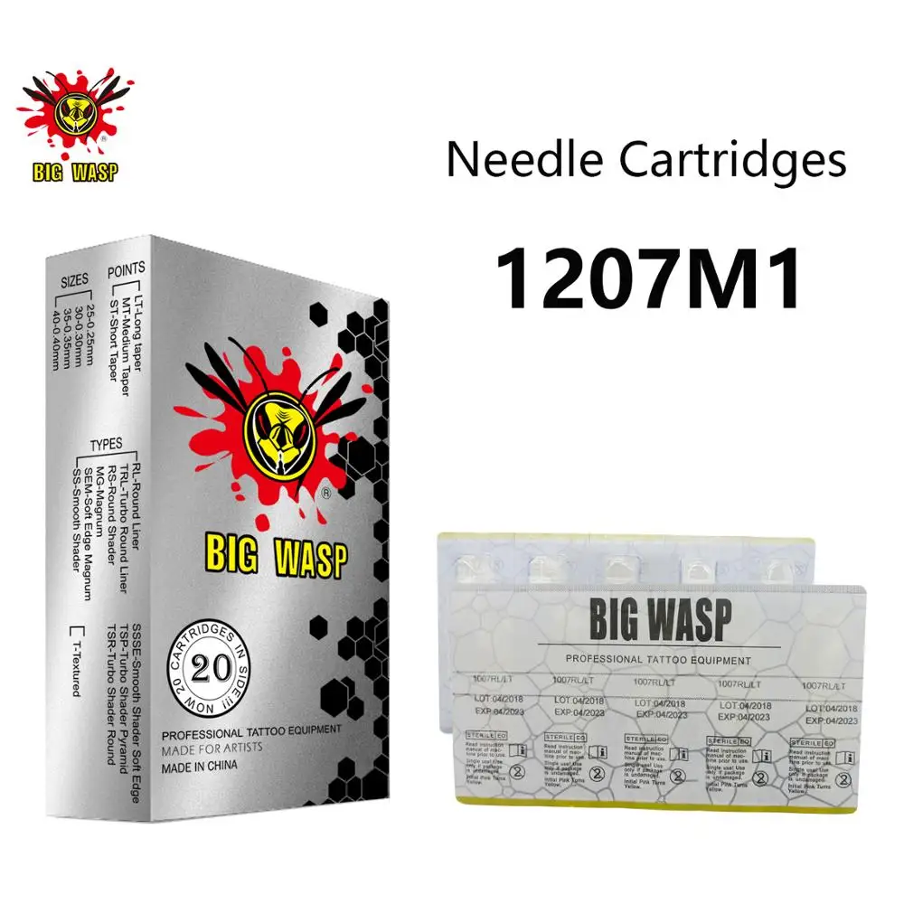 BIGWASP 1207M1 Tattoo Needle Cartridges #12 Standard 0.35mm 7 Single Stack Magnum 7M1 for Cartridge Tattoo Machines & Grip 20Pcs
BIGWASP 1207M1 Tattoo Needle Cartridges #12 Standard 0.35mm 7 Single Stack Magnum 7M1 for Cartridge Tattoo Machines & Grip 20Pcs