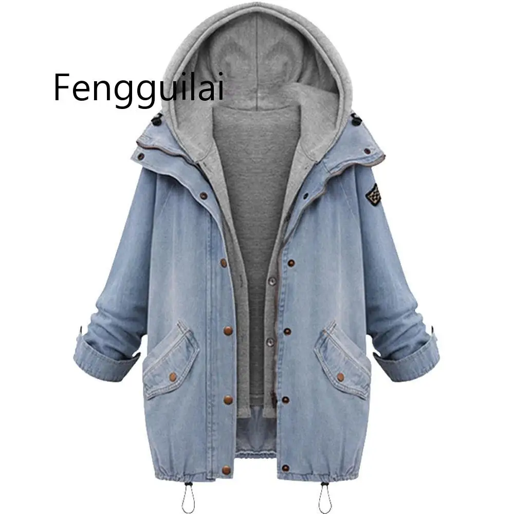 Coat Denim Jacket Loose Women Jackets Hooded Tops Cowboy Coat Two Denim Outwear Women Clothes Dropshipping
Coat Denim Jacket Loose Women Jackets Hooded Tops Cowboy Coat Two Denim Outwear Women Clothes Dropshipping