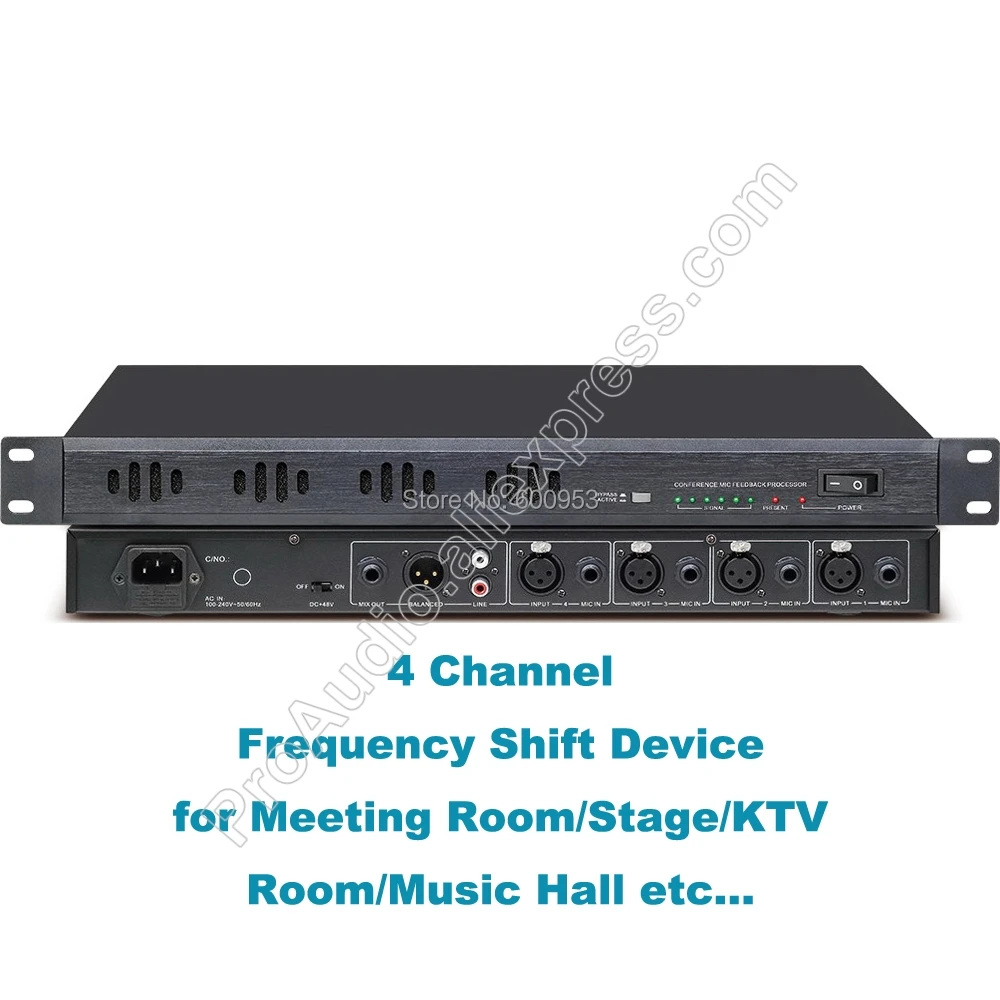Professional 4 input Digital Frequency Shift / Feedback suppressor device for Meeting KTV Room Theater Live sound system etc.
Professional 4 input Digital Frequency Shift / Feedback suppressor device for Meeting KTV Room Theater Live sound system etc.