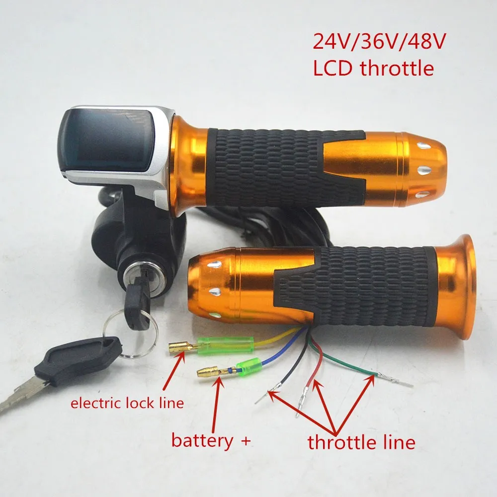 24V 36V 48V ebike throttle accelerator with LCD display/ON-OFF Key Lock for ebicycle/scooter/electric bicycle accessories
24V 36V 48V ebike throttle accelerator with LCD display/ON-OFF Key Lock for ebicycle/scooter/electric bicycle accessories