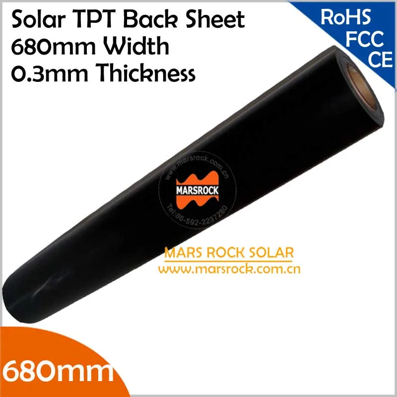 20 meter/lot Wholesale Black TPT Solar Back Sheet, 680mm Width 0.3mm Thickness, Black Back Sheet Solar Panel Laminated Material
20 meter/lot Wholesale Black TPT Solar Back Sheet, 680mm Width 0.3mm Thickness, Black Back Sheet Solar Panel Laminated Material