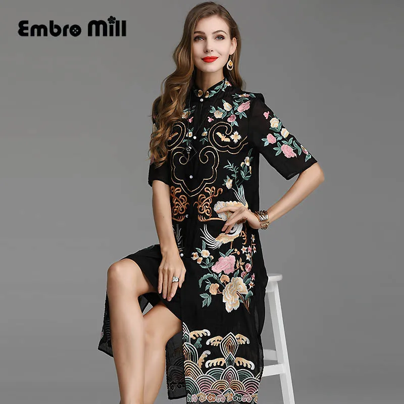 High-end summer women Chinese style floral midi Qipao dress embroidery elegant slim lady A-line cheongsam party dress S-XXL
High-end summer women Chinese style floral midi Qipao dress embroidery elegant slim lady A-line cheongsam party dress S-XXL