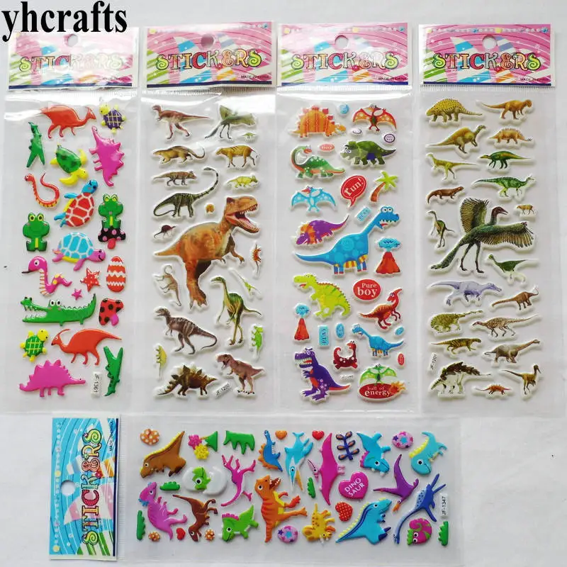 100Sheets(2400PCS stickers) /LOT.Removable jurassic dinosaur pvc sponge stickers Classic toys Promotion Fridge OEM | Игрушки и хобби
