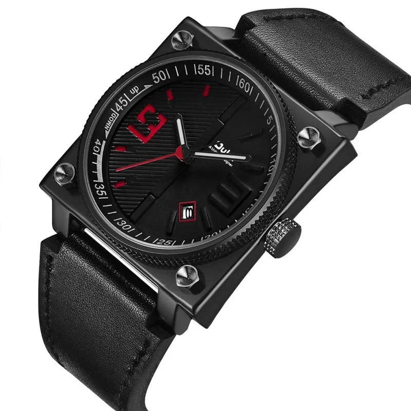 Oulm Square Dial Casual Watch Wide Strap Genuine Leather Wristwatch Men's Auto Date 3bar Waterproof Male Quartz Watches
Oulm Square Dial Casual Watch Wide Strap Genuine Leather Wristwatch Men's Auto Date 3bar Waterproof Male Quartz Watches