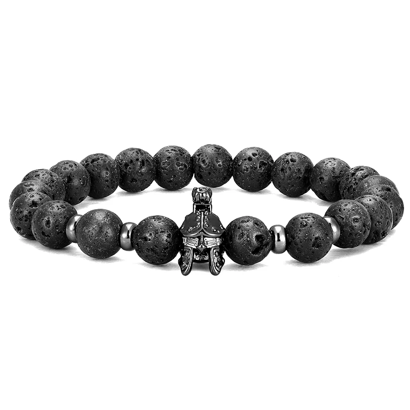 Hot micro-inlaid Spartan zircon helmet warrior Men's and women bracelet beaded bracelet 8mm black lava stone jewelry
Hot micro-inlaid Spartan zircon helmet warrior Men's and women bracelet beaded bracelet 8mm black lava stone jewelry