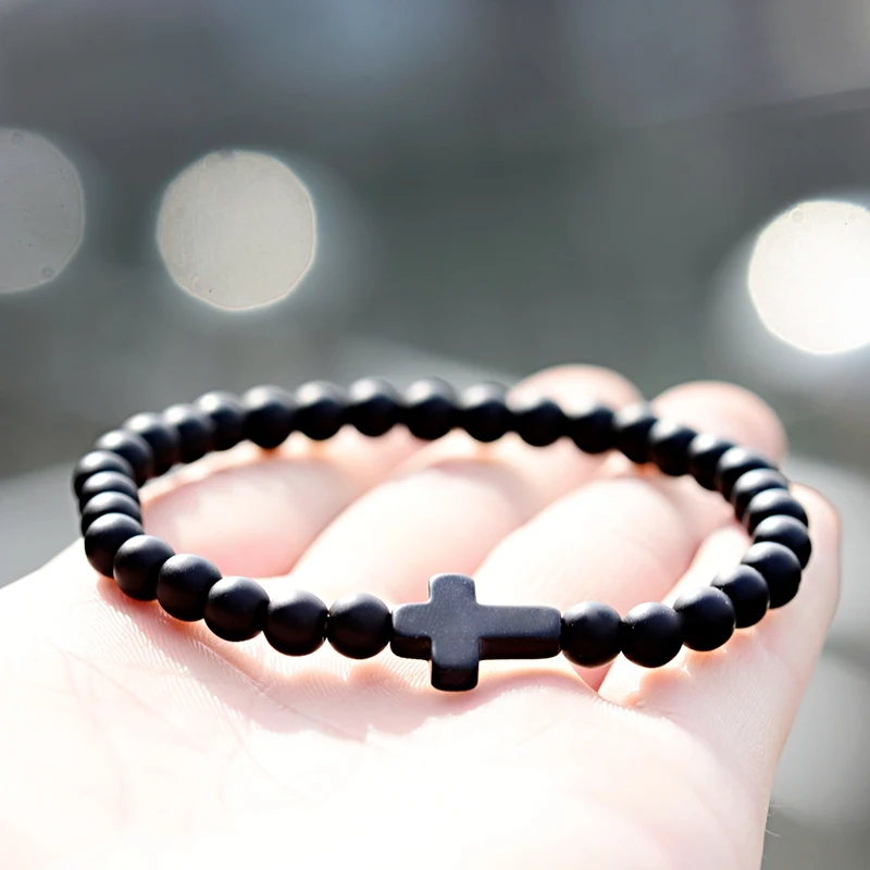 Fashion Men's Bracelet Cross Shape 6MM Natural Black Matte Stone Beads Bracelet Women Meditation Ethnic Yoga Bracelets&Bangles
Fashion Men's Bracelet Cross Shape 6MM Natural Black Matte Stone Beads Bracelet Women Meditation Ethnic Yoga Bracelets&Bangles