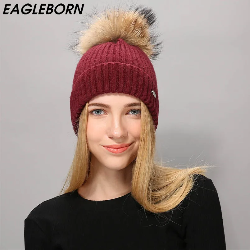 Шапка EAGLEBOR с помпоном из меха енота, женская теплая шерстяная женская шапка, вязаные зимние шапки для девочек, шапочки 2022, облегающие шапки
Шапка EAGLEBOR с помпоном из меха енота, женская теплая шерстяная женская шапка, вязаные зимние шапки для девочек, шапочки 2022, облегающие шапки