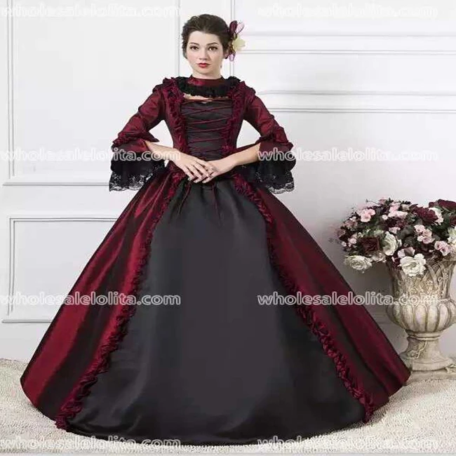 Burgundy and Black Georgian Victorian Gothic Period Dress Masquerade Ball Gown Reenactment Gown
Burgundy and Black Georgian Victorian Gothic Period Dress Masquerade Ball Gown Reenactment Gown