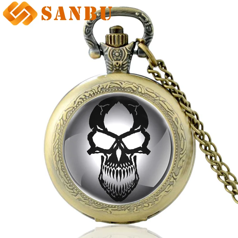 Vintage Skull Quartz Pocket Watch Retro Bronze Men Skeleton Pendant Necklace Gifts
Vintage Skull Quartz Pocket Watch Retro Bronze Men Skeleton Pendant Necklace Gifts