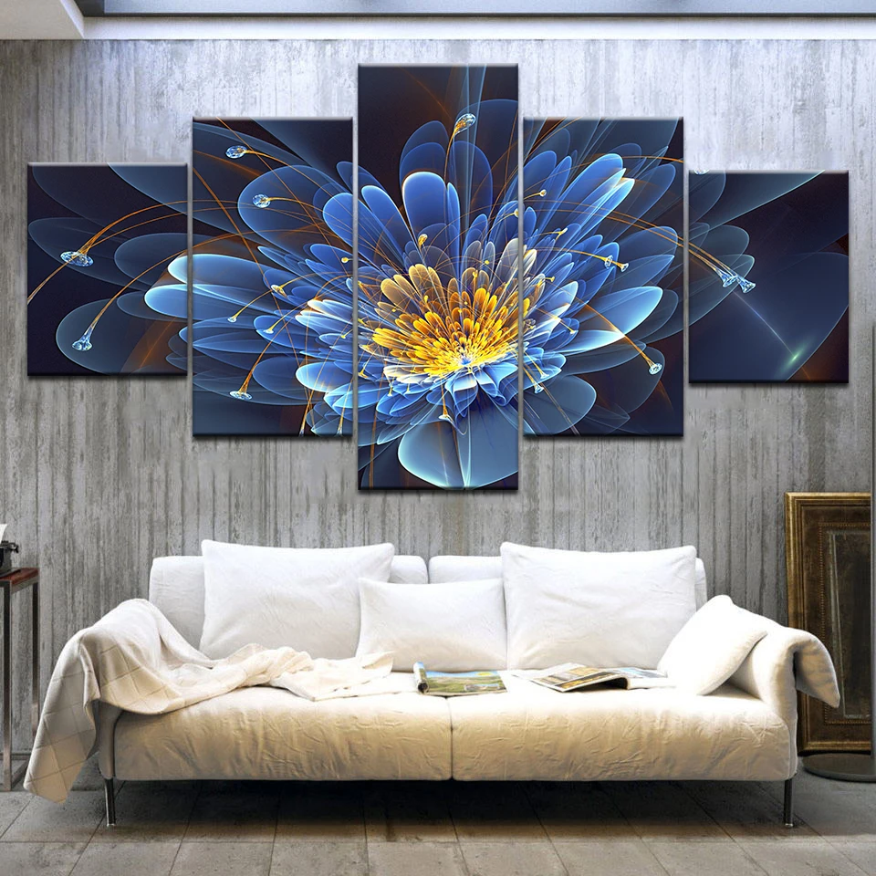 Modern Canvas HD Printed Poster Framework Bedroom Decor 5 Pieces Blue Lotus Paintings Modular Wall Art Abstract Flower Pictures
Modern Canvas HD Printed Poster Framework Bedroom Decor 5 Pieces Blue Lotus Paintings Modular Wall Art Abstract Flower Pictures