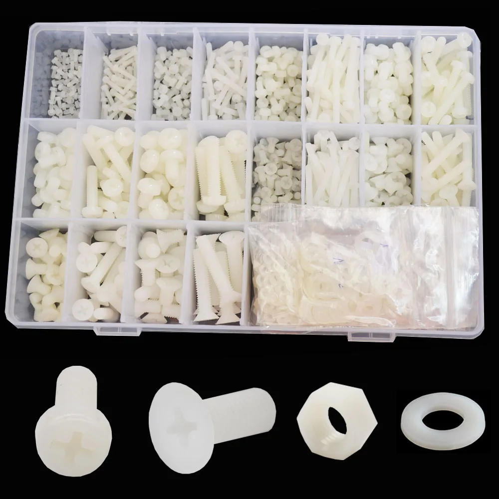 M2 M3 M4 M5 M6 White Nylon Flat Pan Head Machine Screw Cross Recessed Thread Plastic Round Countersunk Bolt Assortment Kit Set
M2 M3 M4 M5 M6 White Nylon Flat Pan Head Machine Screw Cross Recessed Thread Plastic Round Countersunk Bolt Assortment Kit Set
