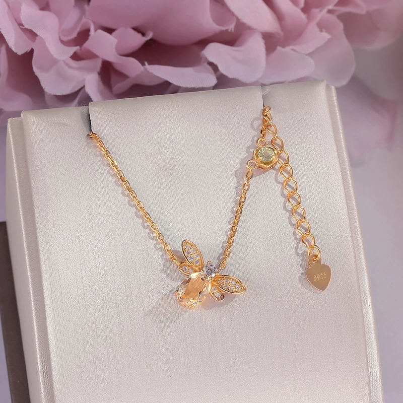 100% Natural Citrine Necklaces Pendants For Women Little Bee S925 Silver Fine Jewelry Lovely Necklace 14K Yellow Gold CCNI015
100% Natural Citrine Necklaces Pendants For Women Little Bee S925 Silver Fine Jewelry Lovely Necklace 14K Yellow Gold CCNI015