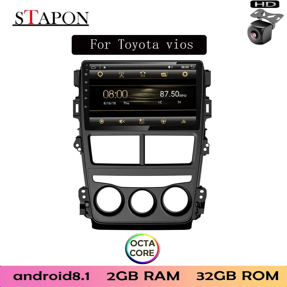 STAPON 9 дюймов для Toyota vios 2018 ручной кондиционер Android 8 1 2GBRAM Восьмиядерный