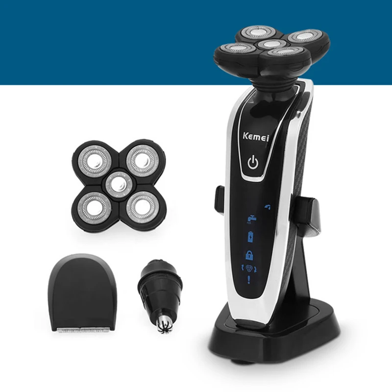 Kemei KM-5886 3-in-1 Washable Rechargeable Electric Shaver 5D Head Electric Shaver 5 Blade Shaving Razor Men Face Care Black
Kemei KM-5886 3-in-1 Washable Rechargeable Electric Shaver 5D Head Electric Shaver 5 Blade Shaving Razor Men Face Care Black