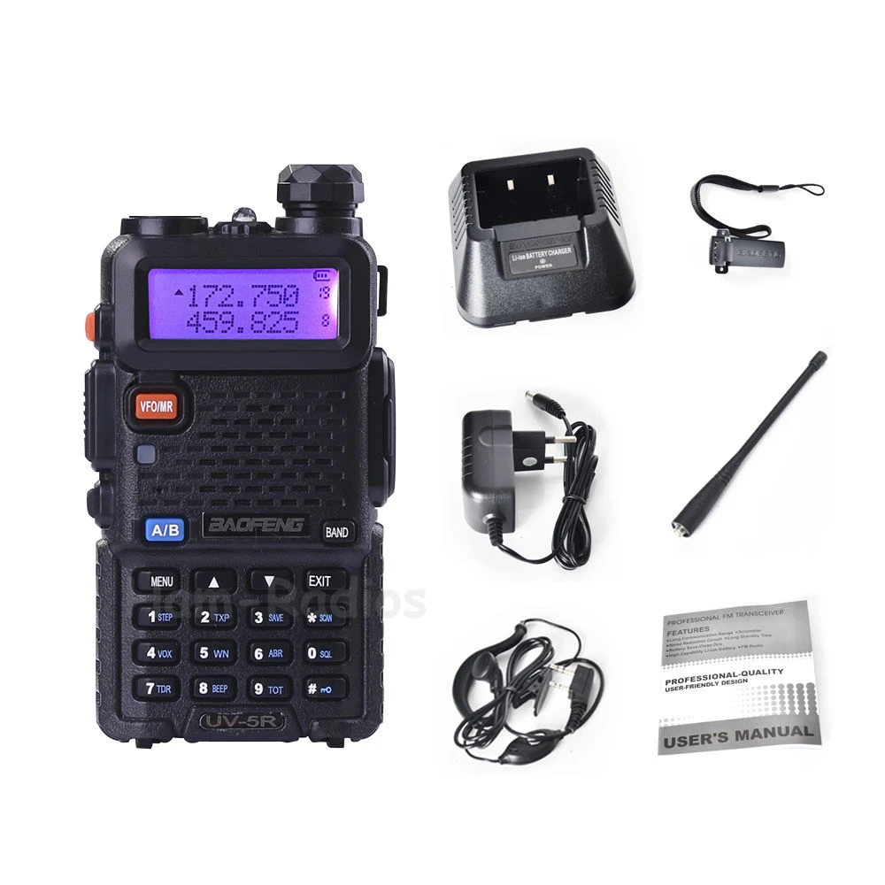 BaoFeng UV-5R walkie taklie transceiver 5W VHF UHF Dual Band 136-174/400-520 MHz Ham CB FM two way radio Free earpiece
BaoFeng UV-5R walkie taklie transceiver 5W VHF UHF Dual Band 136-174/400-520 MHz Ham CB FM two way radio Free earpiece