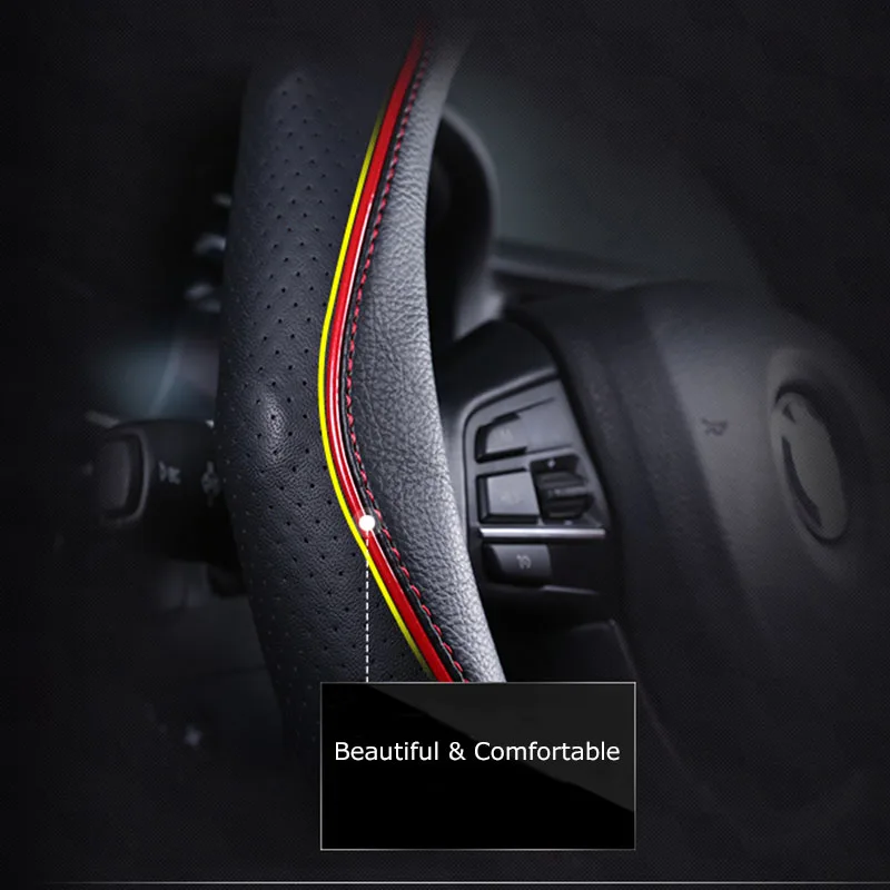 KKYSYELVA Leather Auto Car Steering Wheel Cover 38cm/15inch Comfort Breathable Wheel Covers Interior Accessories
KKYSYELVA Leather Auto Car Steering Wheel Cover 38cm/15inch Comfort Breathable Wheel Covers Interior Accessories