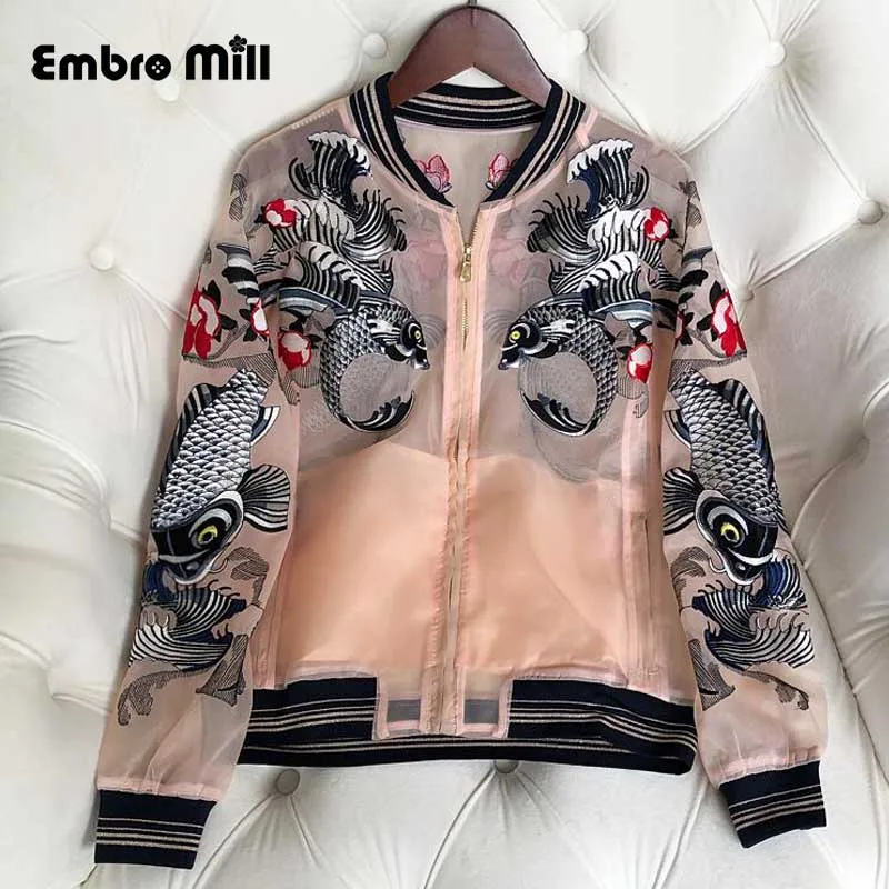 The New Office Lady style embroidery fish Loose summer coat 2019 woman O-neck Retro Baseball uniform coat S-XL
The New Office Lady style embroidery fish Loose summer coat 2019 woman O-neck Retro Baseball uniform coat S-XL