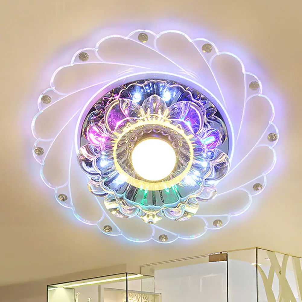 Кристалл Led красочный свет Гостиная потолочный светильник люстра Декор Спальня