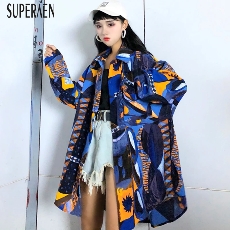 Фото SuperAen Новинка 2020 Осень корейский стиль Харадзюку модная женская рубашка