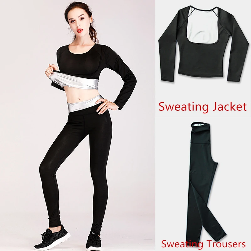 New Women's Fitness Yoga Running Sweating Suits Heat Gathering Shaping Slimming Flexible Elastic Sweater Jackets & Trousers Set
New Women's Fitness Yoga Running Sweating Suits Heat Gathering Shaping Slimming Flexible Elastic Sweater Jackets & Trousers Set