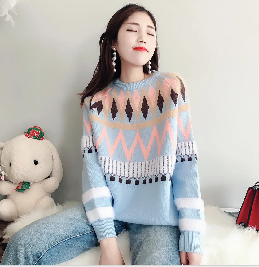 2019 Autumn And Winter New Product Korean Concise Neck Sable Spelling Color Rendering Knitting Upper Pullover Student Woman
2019 Autumn And Winter New Product Korean Concise Neck Sable Spelling Color Rendering Knitting Upper Pullover Student Woman